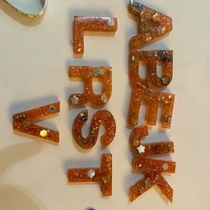 Burnt orange sparkly letters💍✨